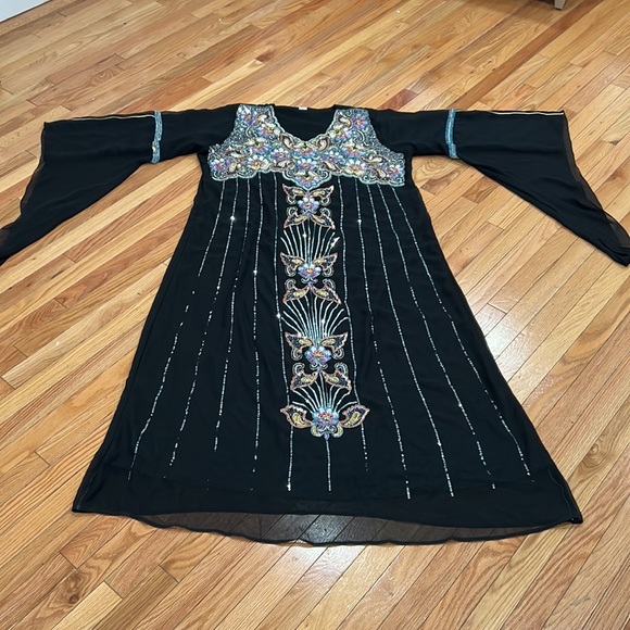 Women's black dress embroidered with beads❤️ - Picture 10 of 17